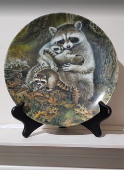 A Protective Embrace, Collectible Plate, Raccoons