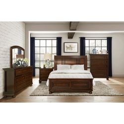 Hardwood Solid Bedroom Furniture Set With Storage Drawers In Brown King Queen Bed Dresser Mirror Nightstand 