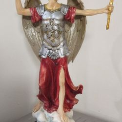 ST. MICHAEL THE  ARCHANGEL,Molded resin/plastic. It measures 13" H, 4 ¾" Base Diameter.