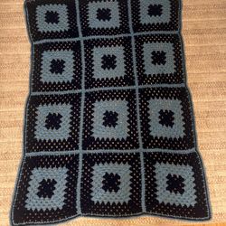 Crochet Blanket In 2 Shades Of Blue