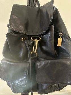 Black leather backpack