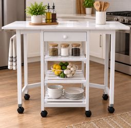 Mobile Rolling Kitchen Island Cart, Portable Kitchen Storage Cart on Wheels for Dining Room, Kitchen
Measurement 36x 14.5 width.  30 heigjt