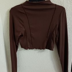 Long Sleeved Dark Brown Croptop