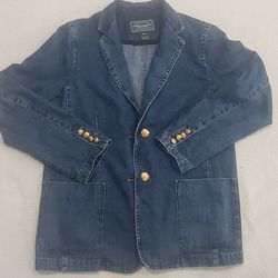 Vintage Lauren Jean Co Blazer Women’s Large Blue Denim Gold Buttons