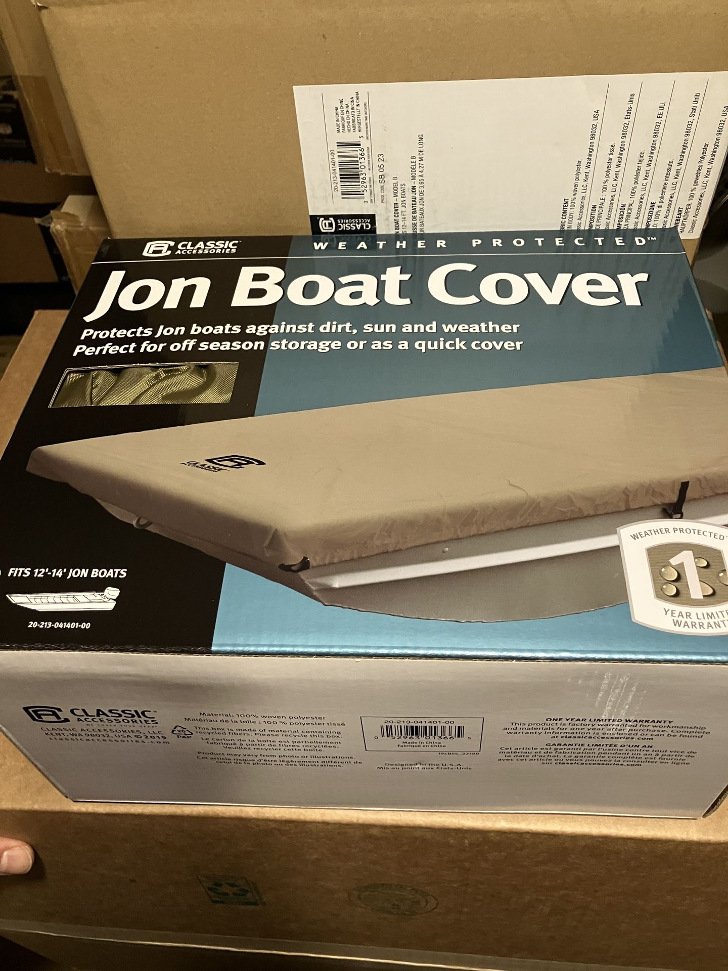 Classic Accessories, Jon Boat Cover, Fits 12-14 Ft. Jon Boats, 14' L x 62" W, Model B, 20-(contact info removed)01-00