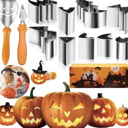 Pumpkin-Carving-Kit,Halloween-Decorations-Pumpkin-Carving-Tools with Stencils for Kids Adults Family DIY,11PCS Heavy Duty Stainless Steel Pumpkin Carv
