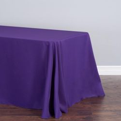 7 LTC LINENS Tablecloth 90 x 132-Inch Rectangular with Rounded Corners, Purple.