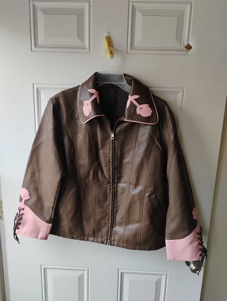 Source Unknown Leather Jacket with Pink Accents