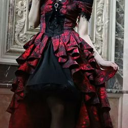 Victorian Red Vampy High Low Dress