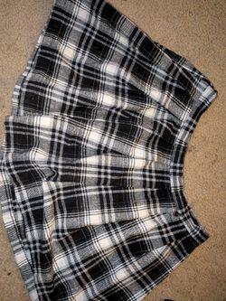 Plaid Black And White, Angel Kiss, Mini Skirt, XL