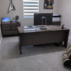 Modern Desk And Two Side Tables With Drawers