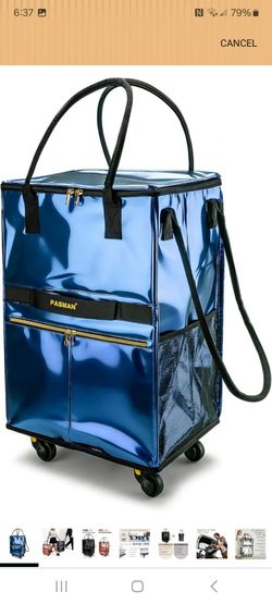 Reusable grocery bag on 5 wheels foldable rolling tote bag with handle and zipper cover heavy duty new in box pick up in pomona $45