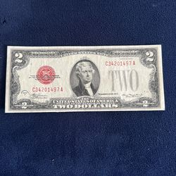 $2 bill red seal good condition (1928) 