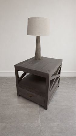 Savenay Gray End Table with Matching Lamp best Offer Considered