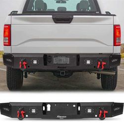 2015-2020 F150 Rear Bumper with Aluminum LED Lights and D-Rings