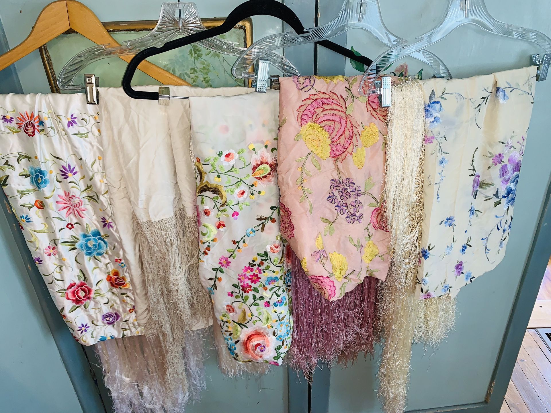 Silk Embroidered Piano Shawls 