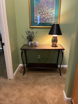 Rustic Slate Tile-Top Console Table