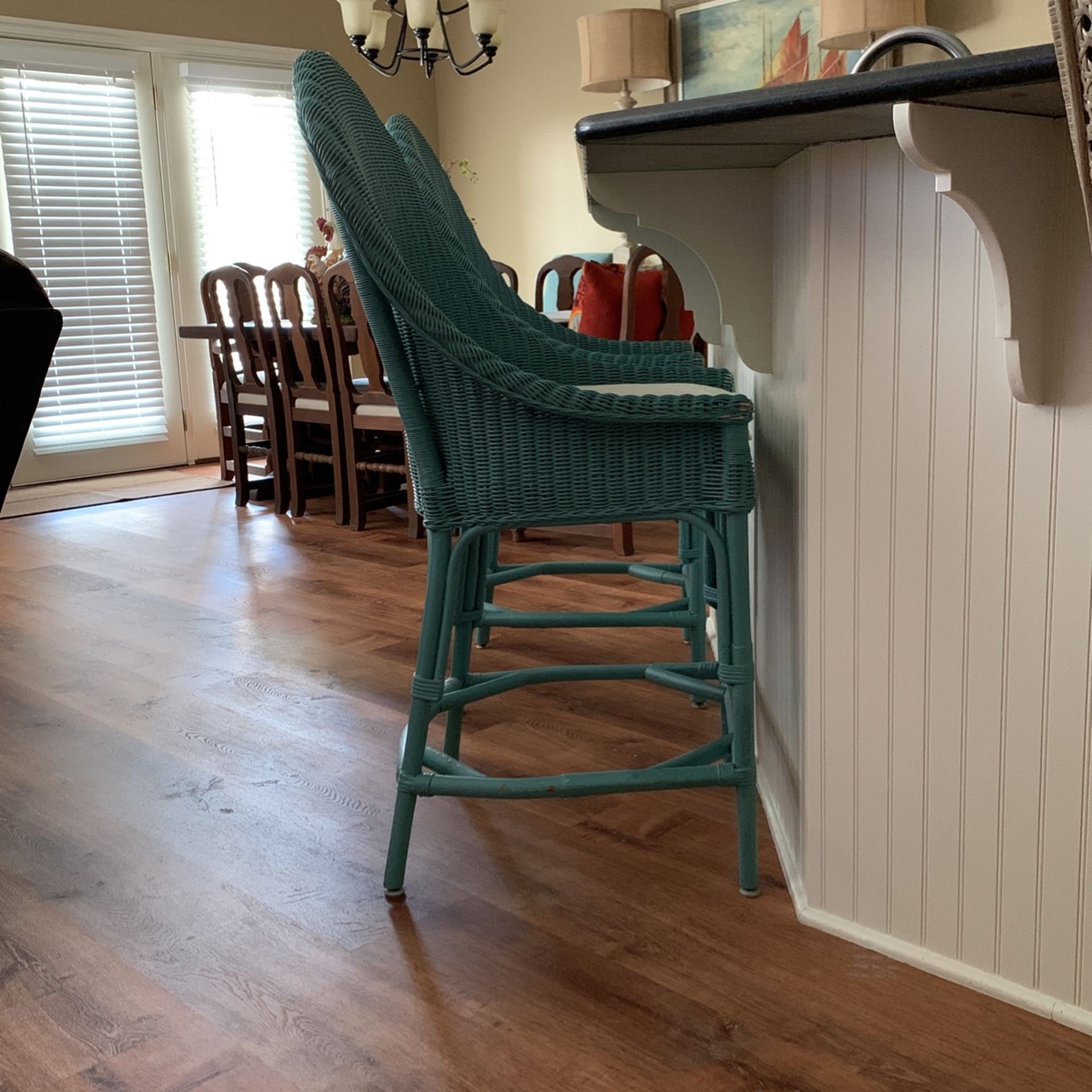 Stools - 2 Wicker Counter Height  With Cushions