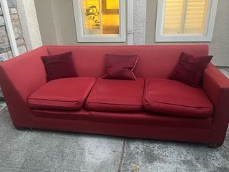 Red Fabric 3-Seat Sofa