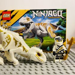 Ninjago Ninja and Dinosaur Set White Gold | New Custom LEGO Compatible Toys