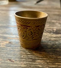 Vintage Miniature Brass Shot Glass / Tiny Cup - Made in India