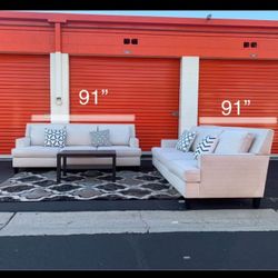 Living Spaces Beige Sofa Set