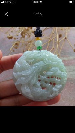 Certificate Jadeite Jade Grade A light green circle Peacock Pendant