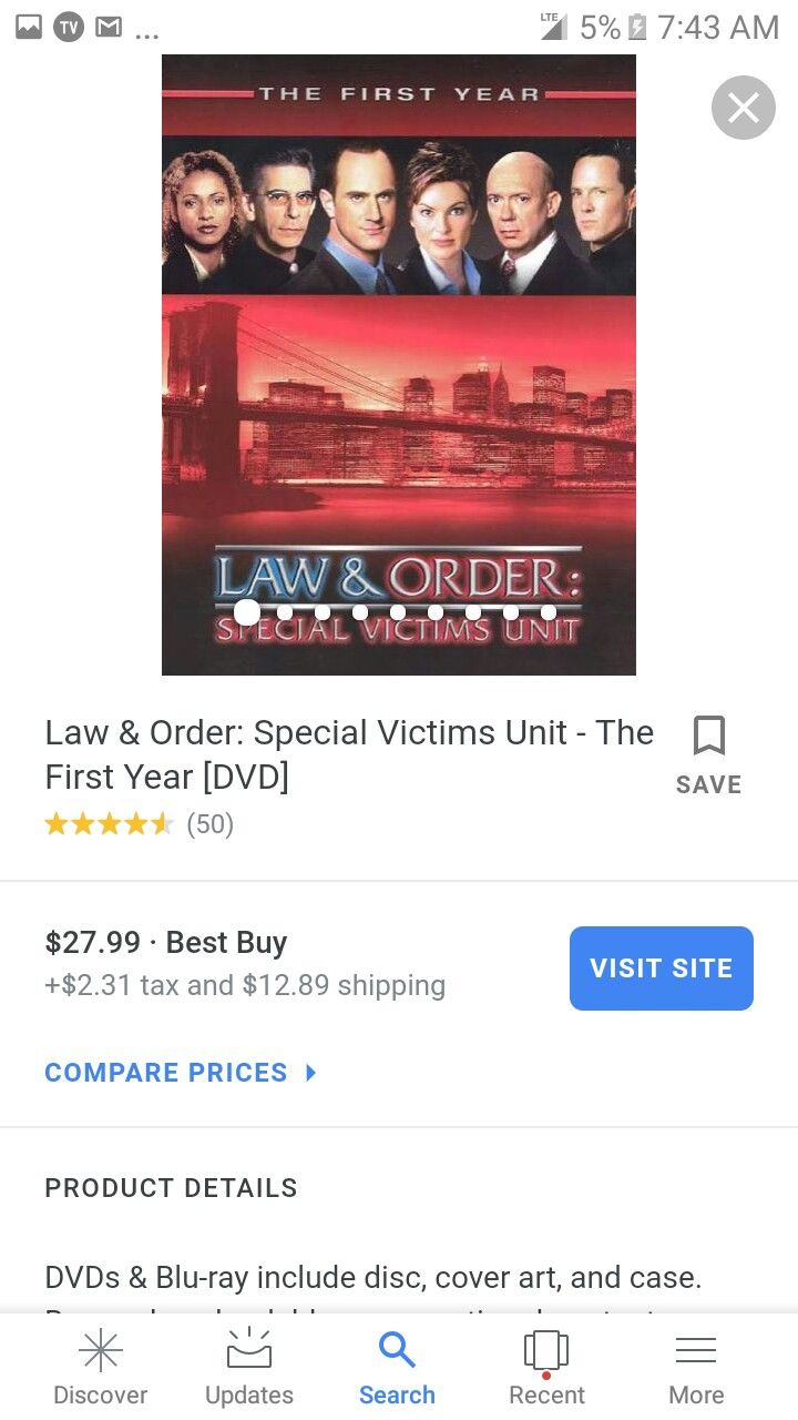 LAW & ORDER SVU THE FIRST YEAR DVD SET