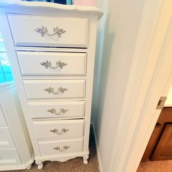 Shabby chic white dresser and night stand $75 for both