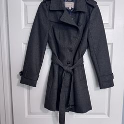 Banana Republic Charcoal Wool Trench Coat