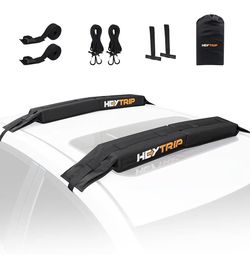 Universal Soft Roof Rack Pads for Kayak/Surfboard/SUP/Canoe with 15FT Tie-Down Straps & Storage Bag