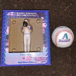 Randy Johnson Figurine & Vintage Official Baseball & Baseball Cards