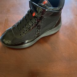 AMERICAS CUP PATENT LEATHER HIGH TOP BLACK