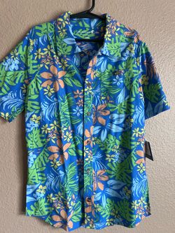 Caribbean Joe Kids Tropical Beach Summer Button Front Boys Shirt NEW