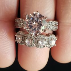 Size 7 Ring Set...AAA Zircon Ct..s925 Posts 