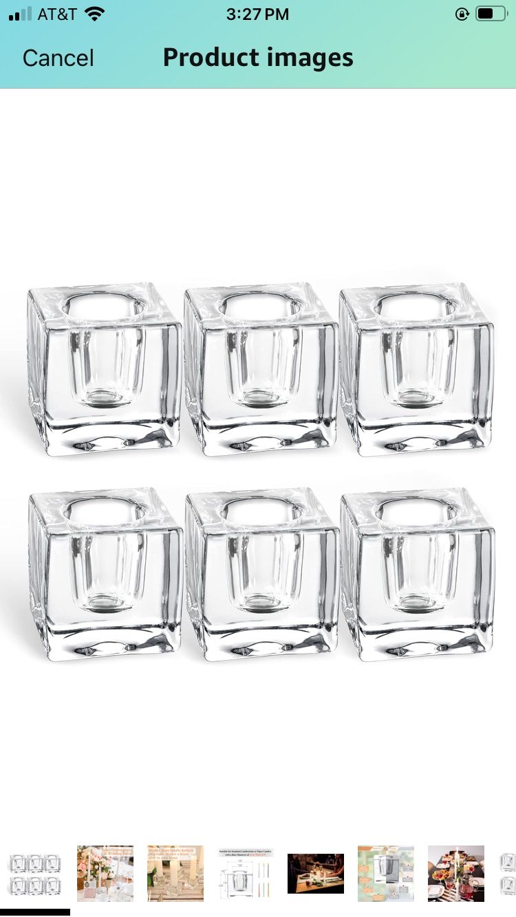 Glass Candle Holder Set of 6 Taper Candle Holders for Candlesticks
