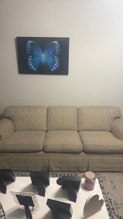 Beige couch with design