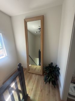 Solid Oak Leaning Floor Mirror