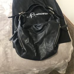 B Makowski Genuine Soft Leather Hobo Purse Handbag $25