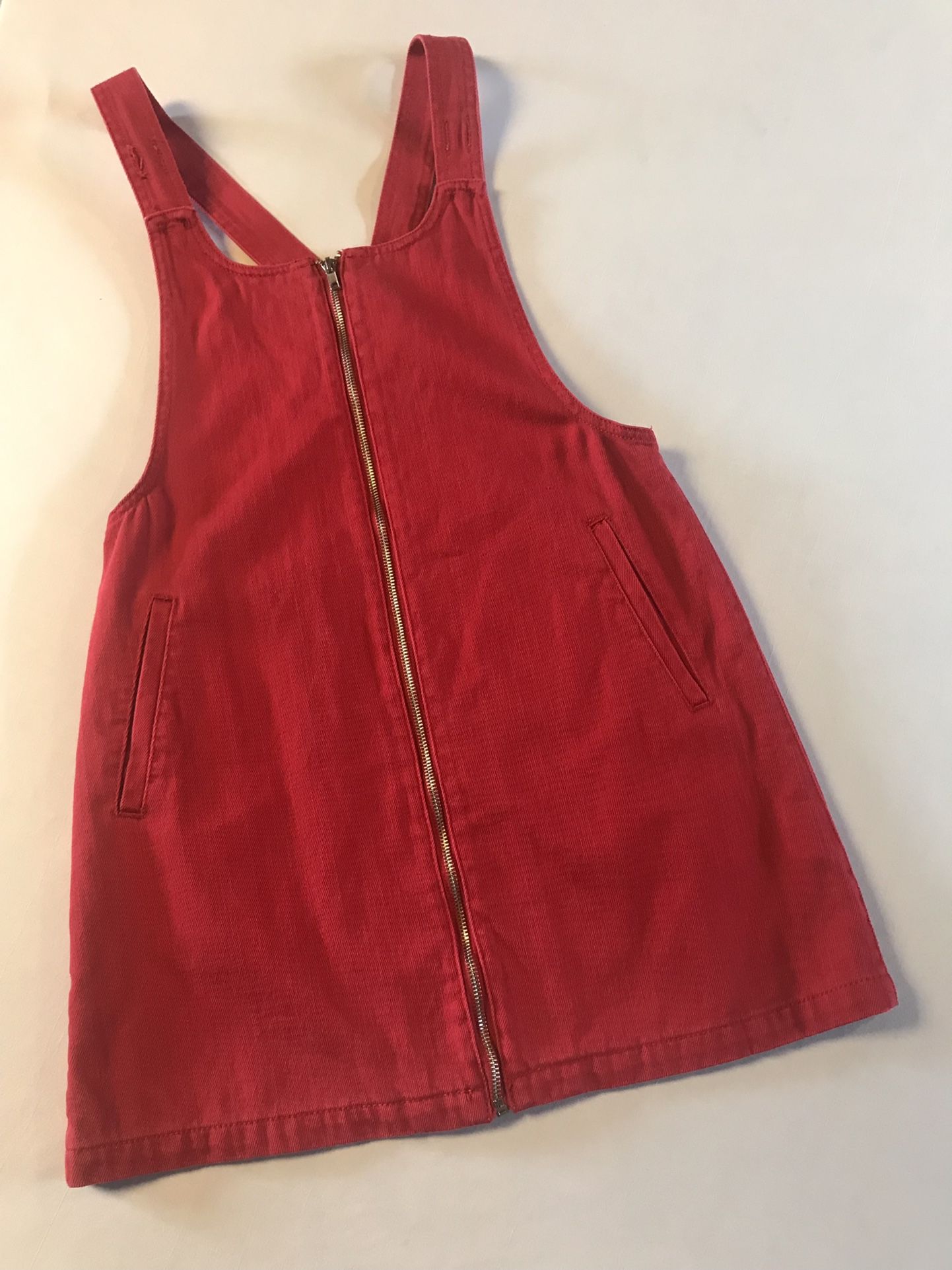 FullZip Front Red Denim Dress