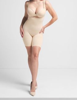 Skims open bust mid thigh body suit L