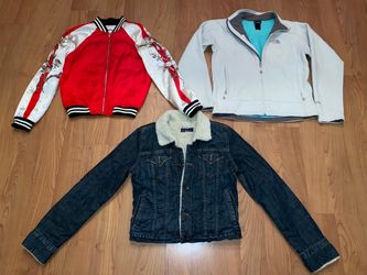 LOT of Designer Women’s Jean Shearling Silk Thermal Jackets Women’s Size M