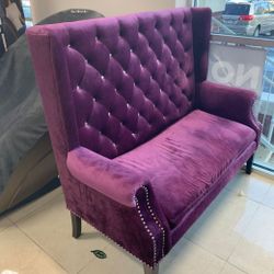 Odina Velvet Purple High Back Loveseat