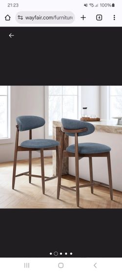 Blue Counter Height Stools Set Of 2 Blue/Brown COLOR