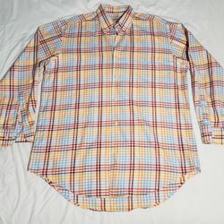 PETER MILLAR Men's Plaid Long Sleeve Button Down Shirt (M) 