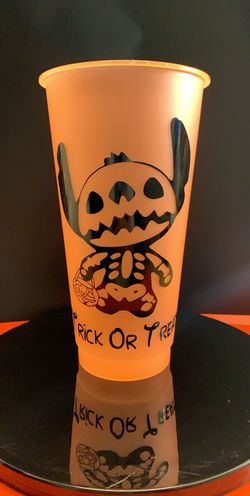 Stitch Skeleton orange color changing cup