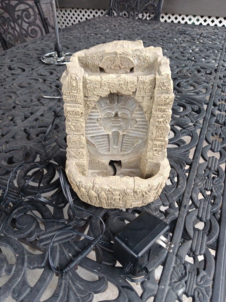 1997' Vintage Stone Egyptian Tabletop Water Fountain For Indoor Or Outdoor