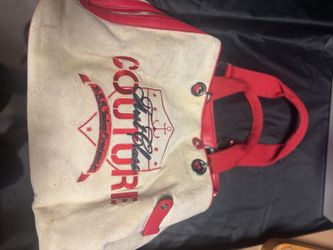 Juicy Couture Canvas and Red Leather Tote Bag