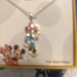 Minnie Mouse necklace Fine Silver Plated