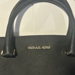 Michael Kors Black Leather Satchel Crossbody Bag